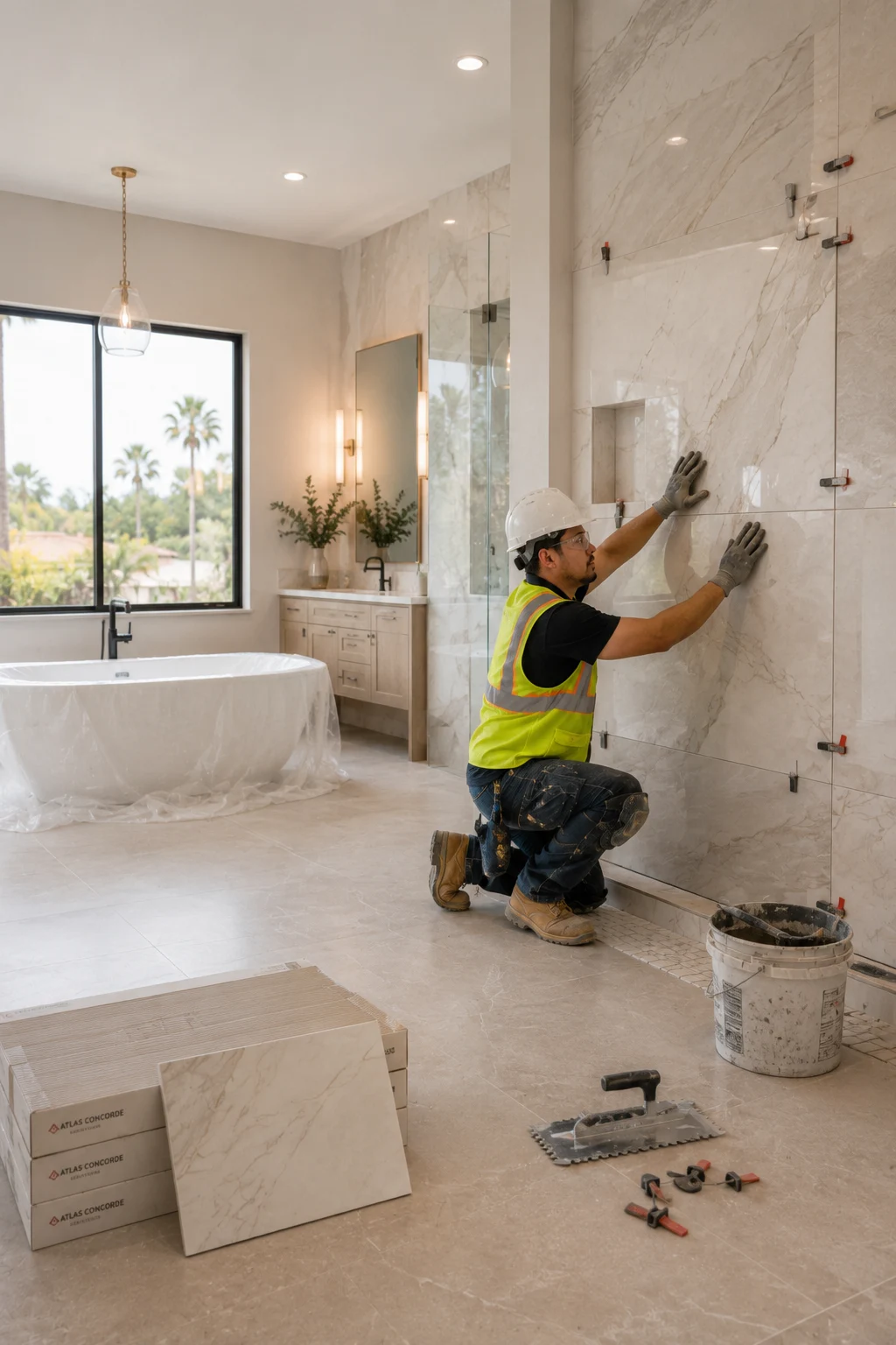 Custom tile flooring San Diego living room