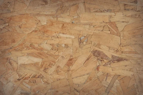 Close-up of an OSB wood panel surface