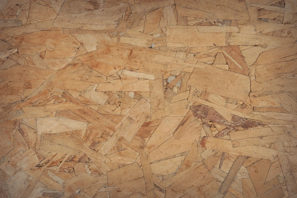 Close-up of an OSB wood panel surface