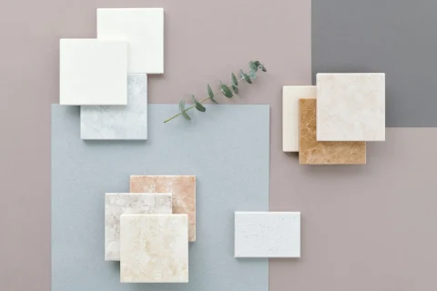 Assorted marble and ceramic tile samples